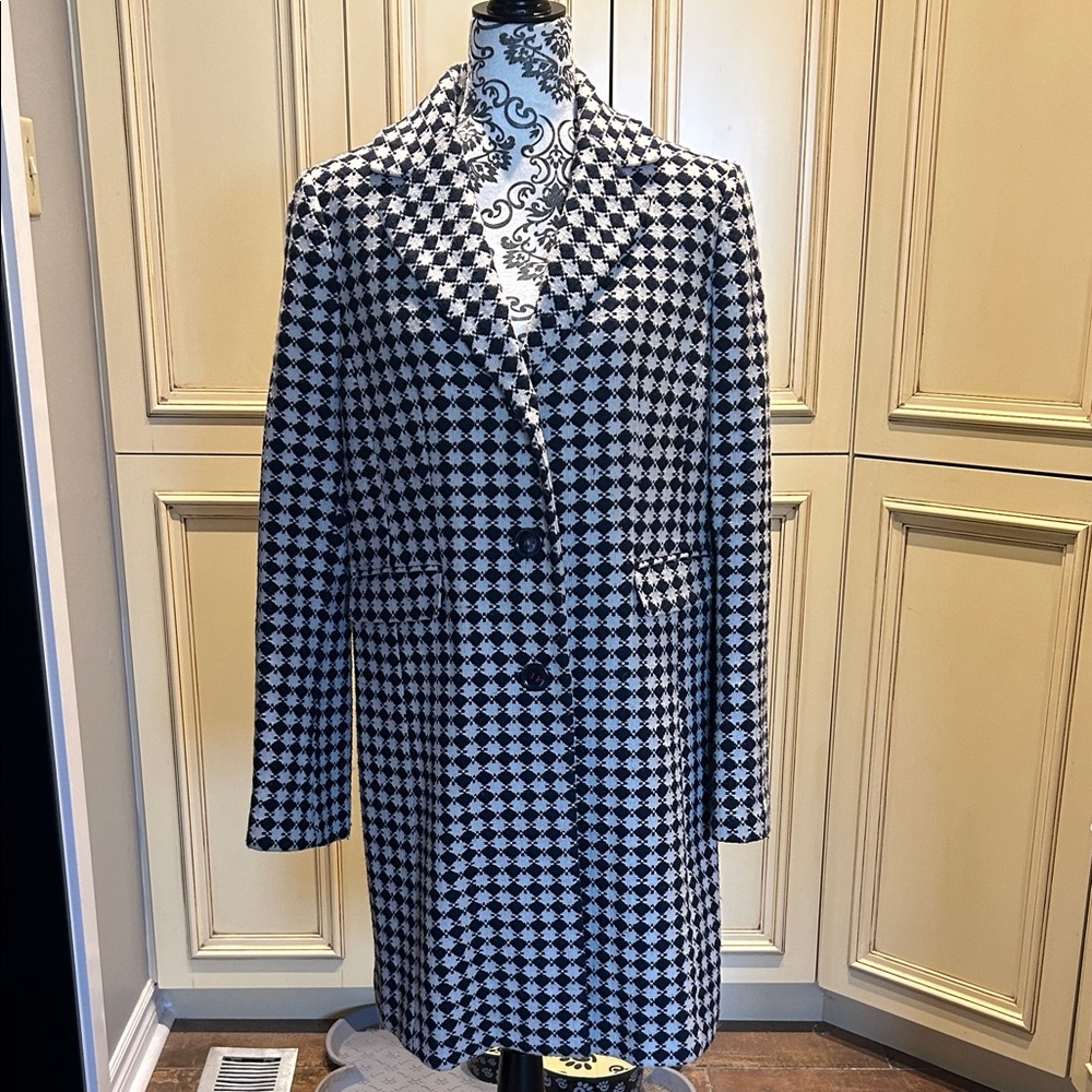 Tommy Hilfiger Blue and White Houndstooth Women’s Coat